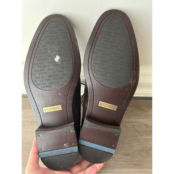 Vionic Oxford Roth men's lace-up dress wingtip in chestnut sz 10 comfort career - Picture 7 of 10